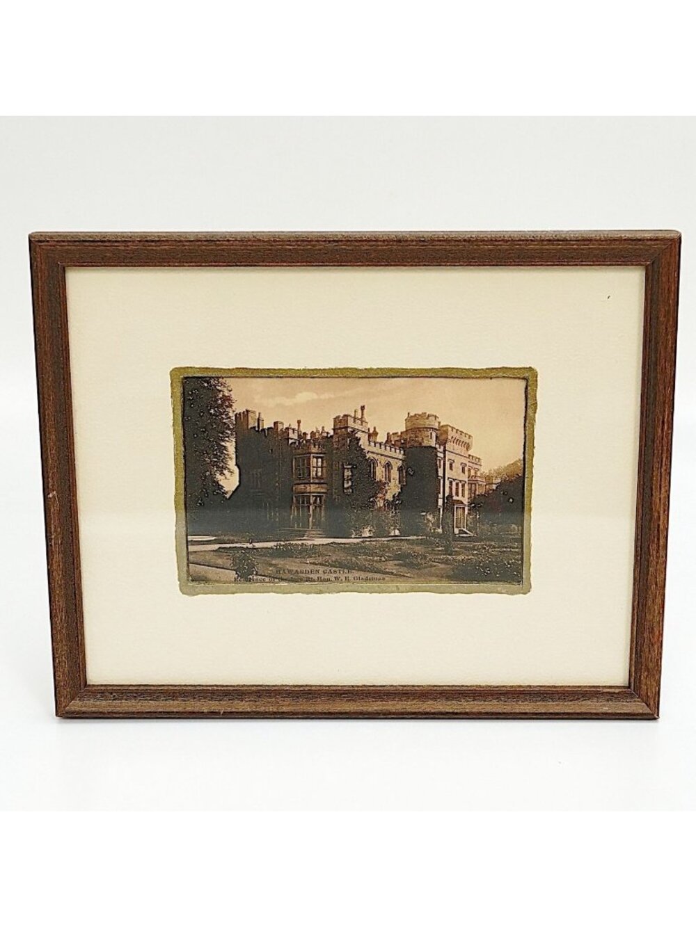 Vintage British Framed Postcard Gladstone Hawarden Castle Vintage Wall Decor